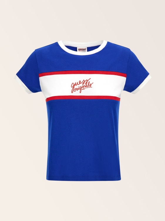 синя тениска с предно лого Guess