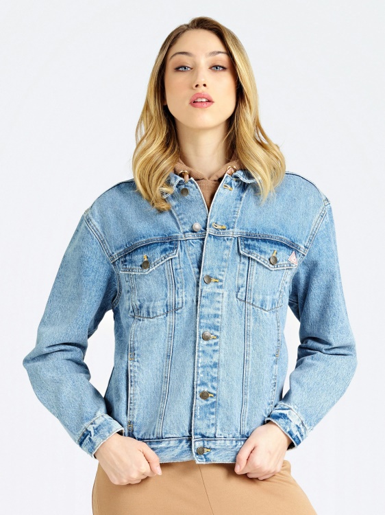 светло синьо дънково яке с предни джобове Guess
