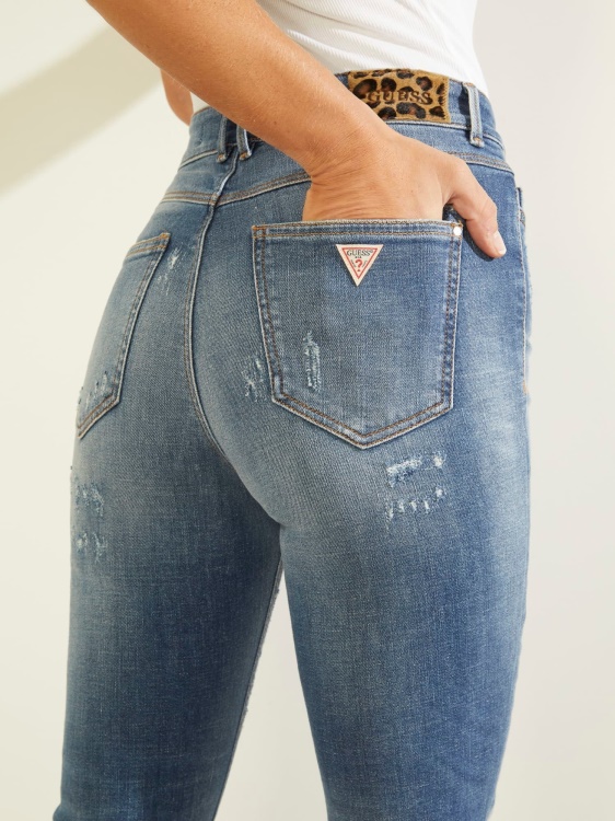 кльощави дънкови панталони ожулвания Guess Blue
