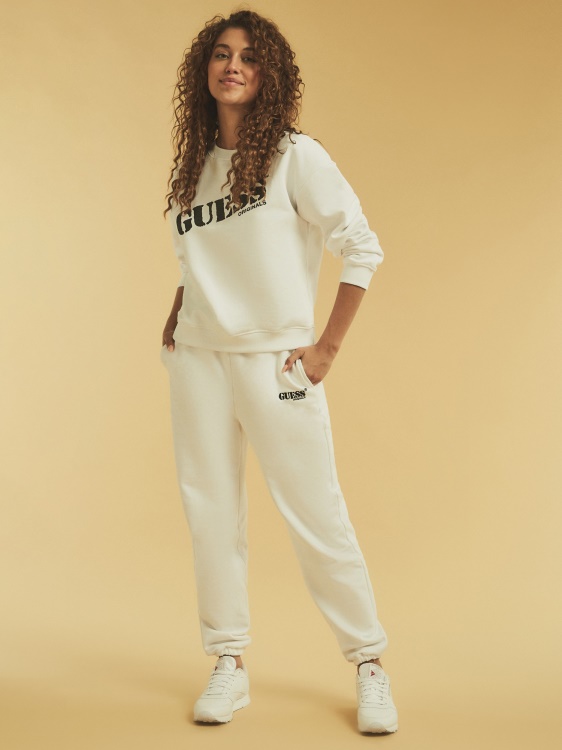 лого панталон за джогинг бял Guess