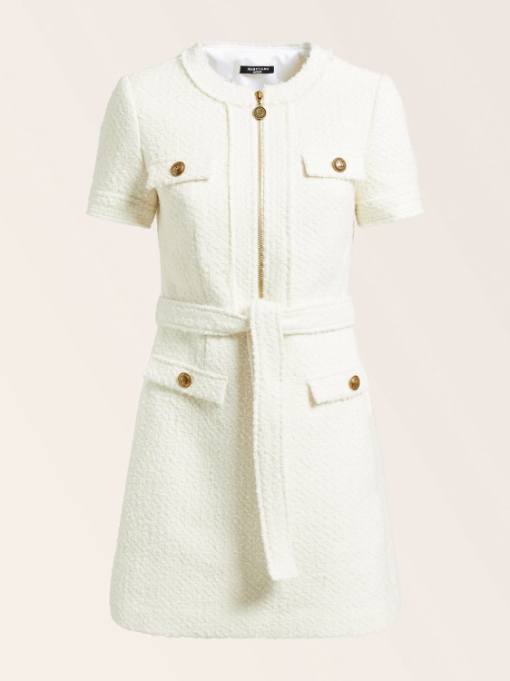 Guess бяла рокля от туид Marciano