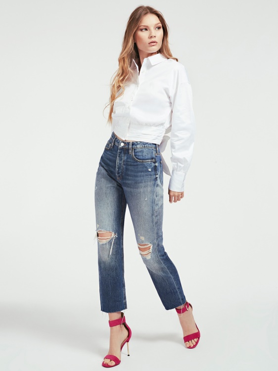Guess Knot Popeline риза бяла