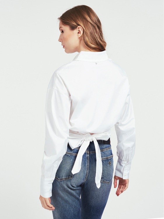 Guess Knot Popeline риза бяла