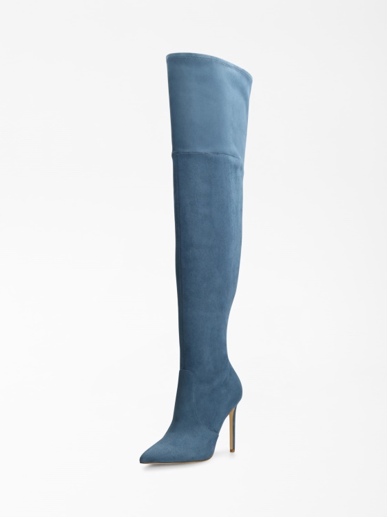 сини велурени ботуши Baiwa Guess