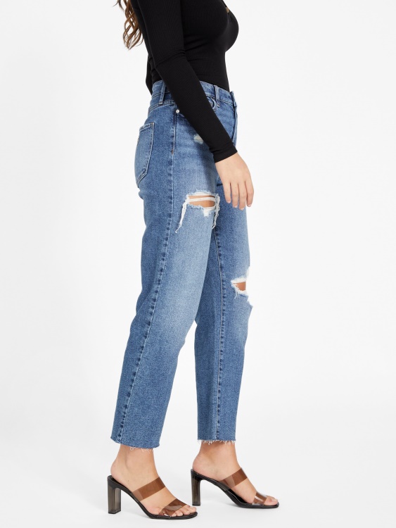 Guess средни унищожени прави дънки Doja