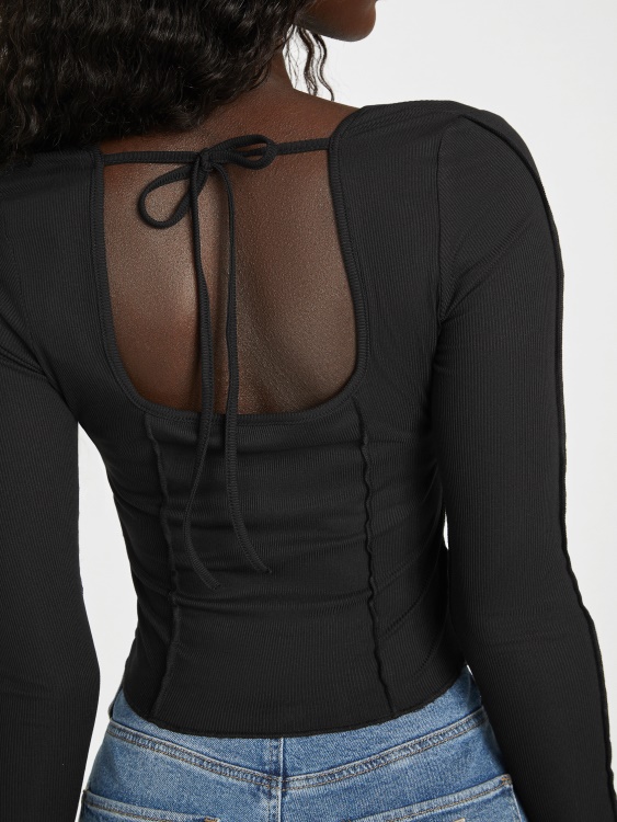 еко черно горнище с дълги ръкави Usra Guess