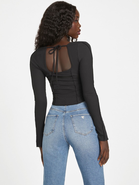 еко черно горнище с дълги ръкави Usra Guess