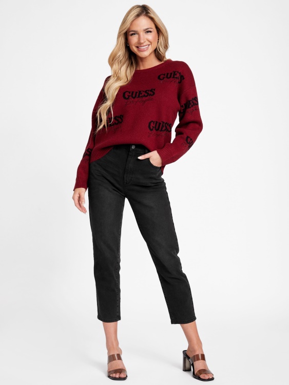 пуловер с лого на червено Guess сок от цвекло
