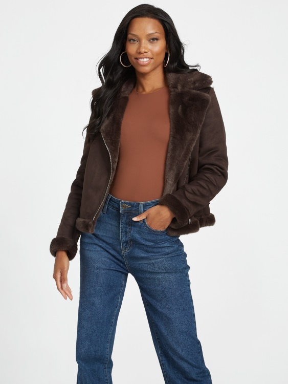 Guess Lavin Shearling Jacket Cup Of Joe
