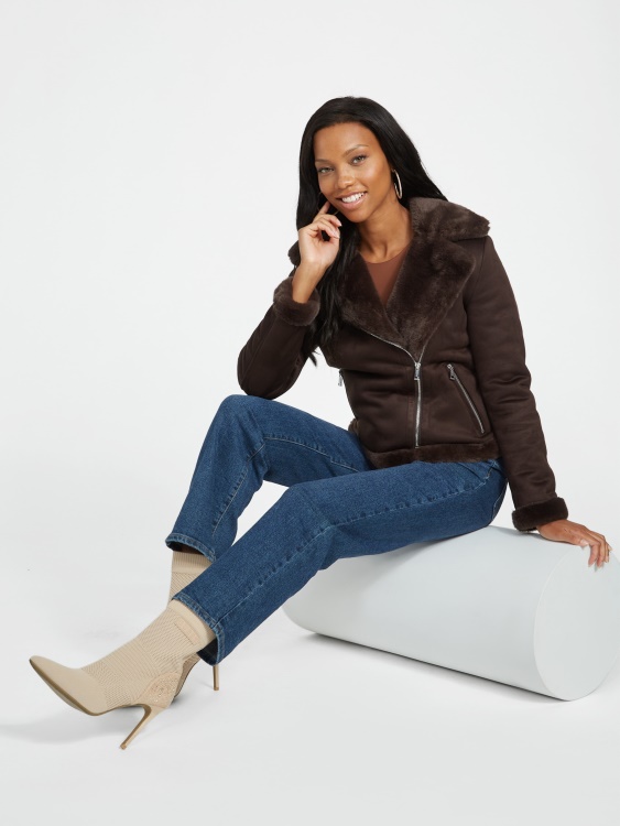 Guess Lavin Shearling Jacket Cup Of Joe