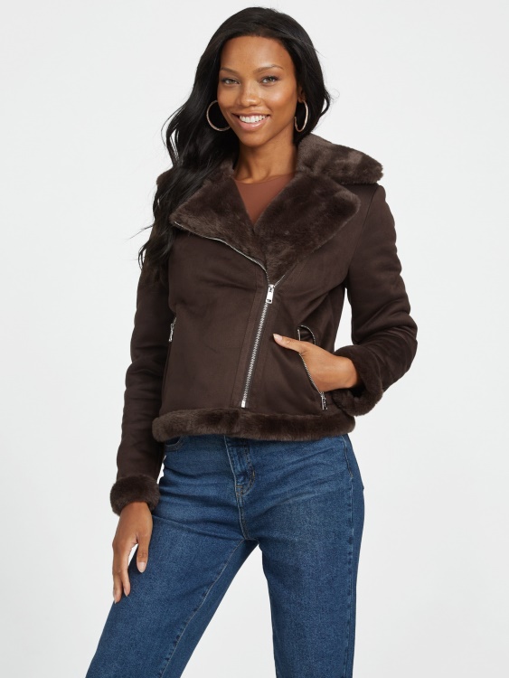 Guess Lavin Shearling Jacket Cup Of Joe
