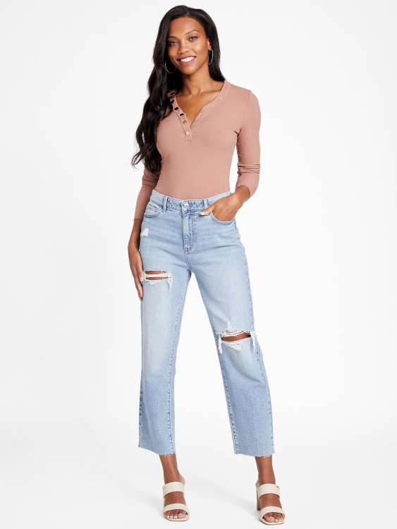 Guess Light Destroy Wash Doja изтощени прави дънки
