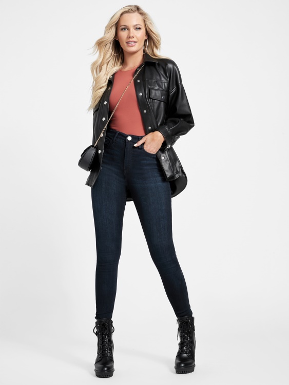 Guess Eco Simmone тесни дънки с висока талия изплакване при пране