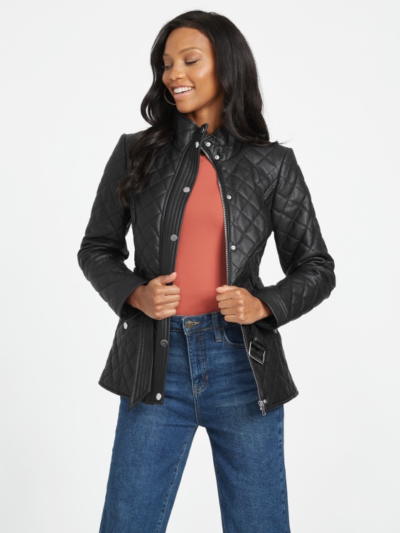 джет черно яке от изкуствена кожа Guess