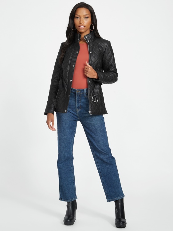 джет черно яке от изкуствена кожа Guess