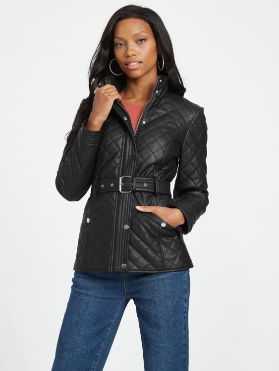 джет черно яке от изкуствена кожа Guess