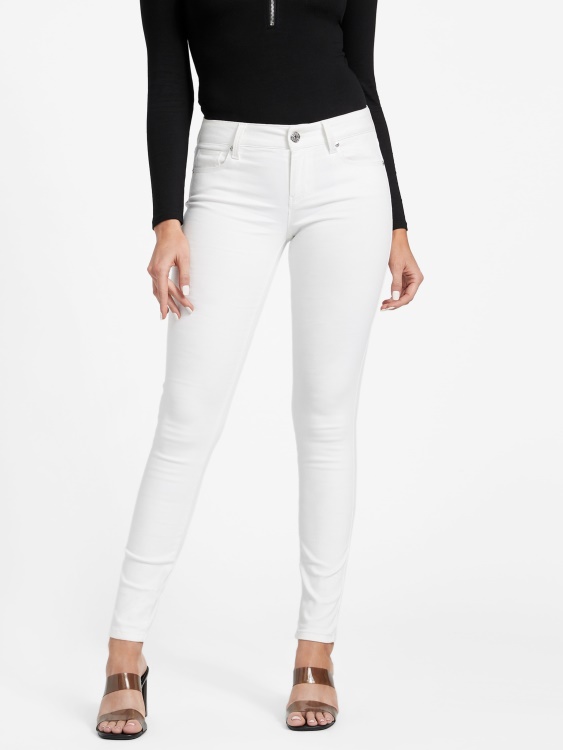 Sienna Curvy тесни дънки със средна талия Guess White Wash Destory