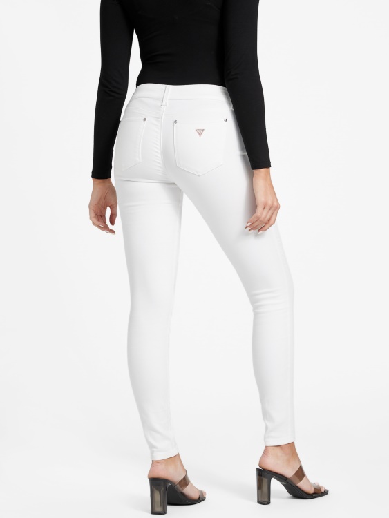 Sienna Curvy тесни дънки със средна талия Guess White Wash Destory