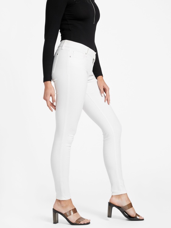 Sienna Curvy тесни дънки със средна талия Guess White Wash Destory