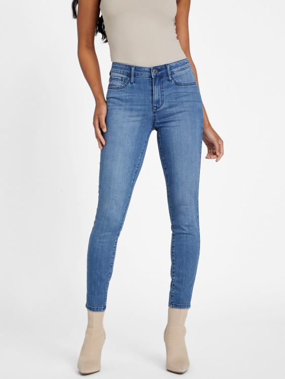 тесни дънки със средна талия Guess Eco Brenda със средно изпиране