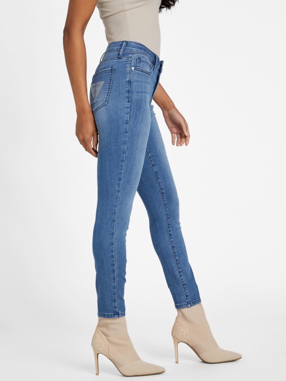 тесни дънки със средна талия Guess Eco Brenda със средно изпиране