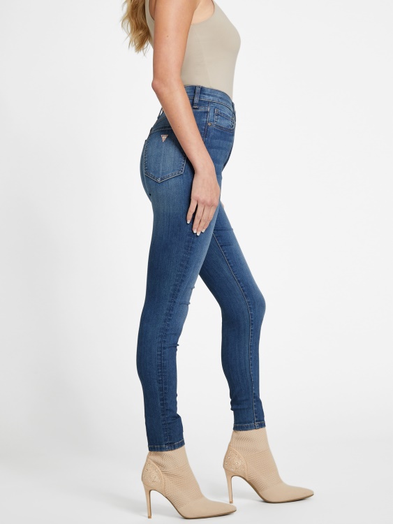 тесни дънки с висока талия Eco Simmone средно изпиране Guess