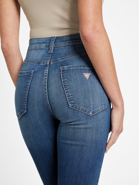 тесни дънки с висока талия Eco Simmone средно изпиране Guess