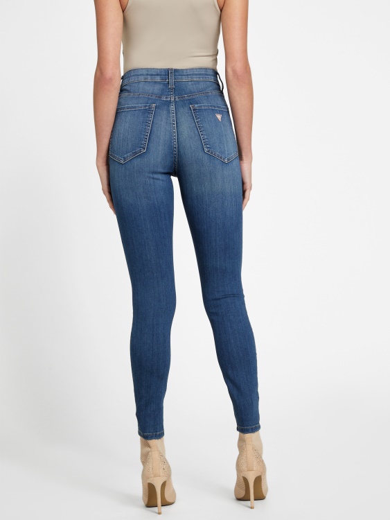 тесни дънки с висока талия Eco Simmone средно изпиране Guess