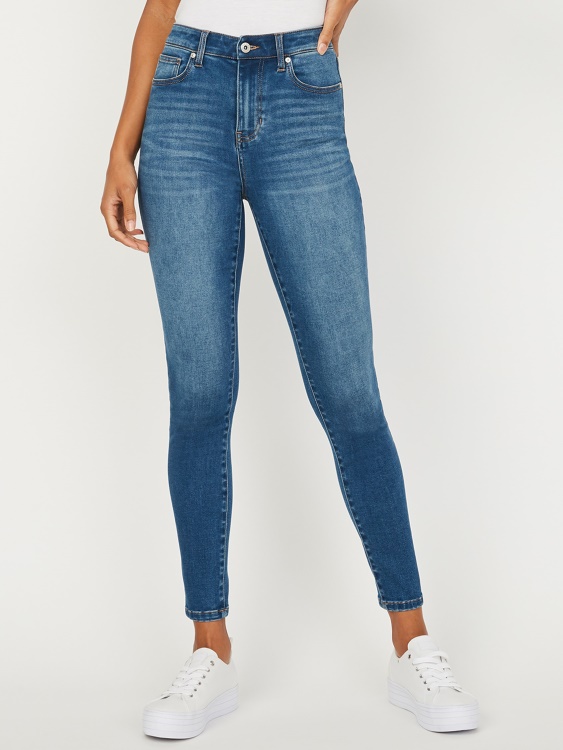 тесни дънки с висока талия Guess средно изпирани
