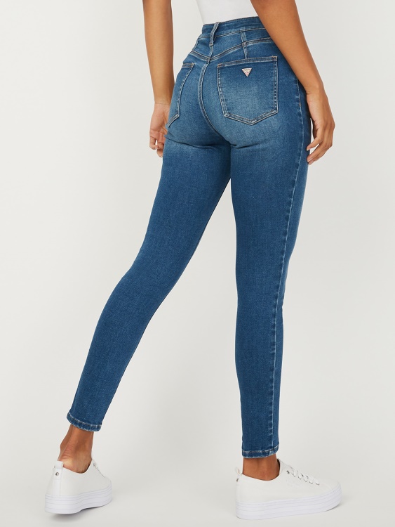 тесни дънки с висока талия Guess средно изпирани