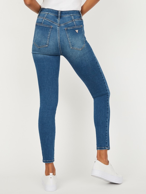 тесни дънки с висока талия Guess средно изпирани