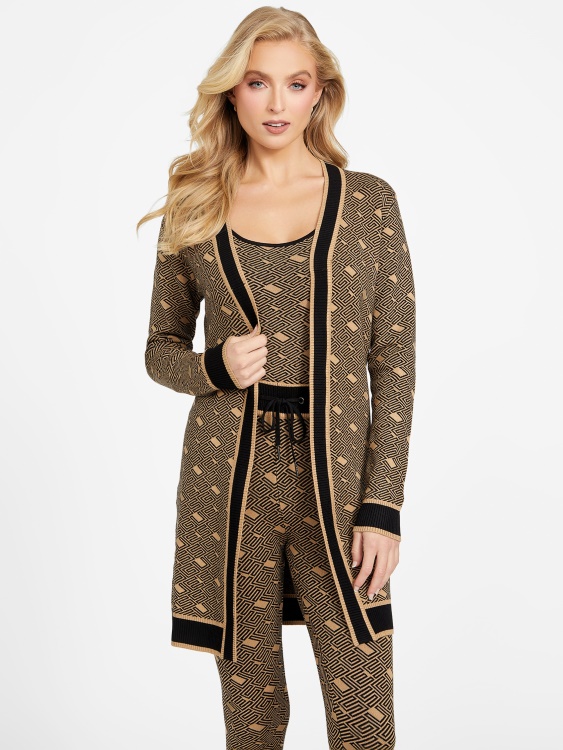 Guess Eco Cachet жилетка с лого, препечена таупе мулти