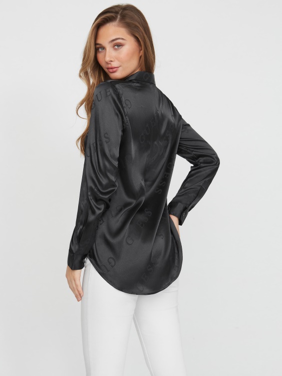 сатенена риза с лого Galina Guess Jet Black Multi