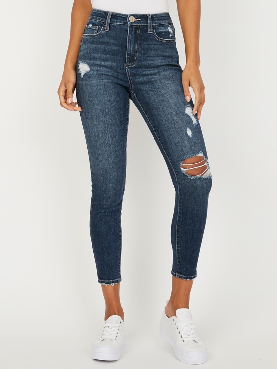тъмно унищожи пране 30 Inse Eco Simmone тесни дънки с висока талия Guess