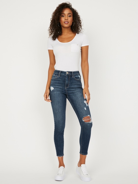тъмно унищожи пране 30 Inse Eco Simmone тесни дънки с висока талия Guess