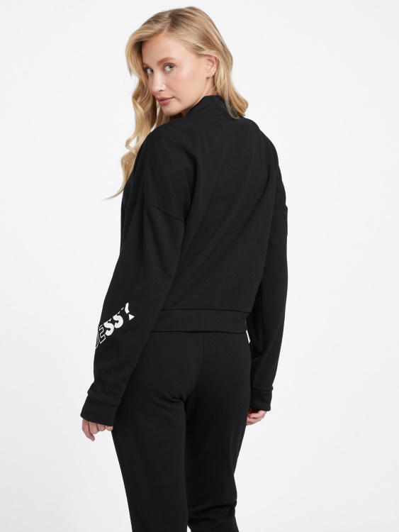 Sabrina лого пуловер с цип Guess джет черен