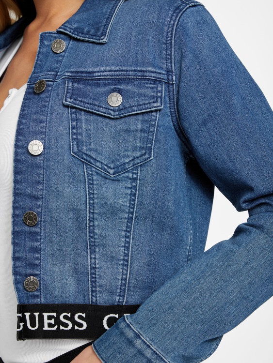 средно прано дънково яке с лого лента Camil Guess