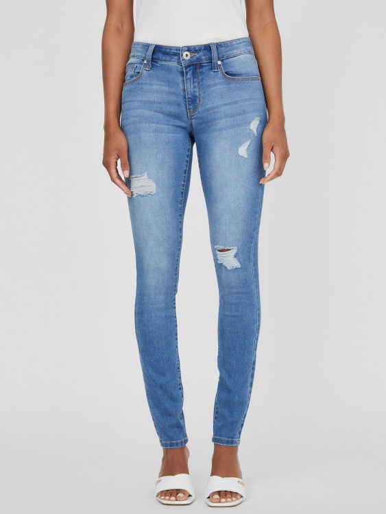 средно унищожени класически тесни дънки сиена Guess