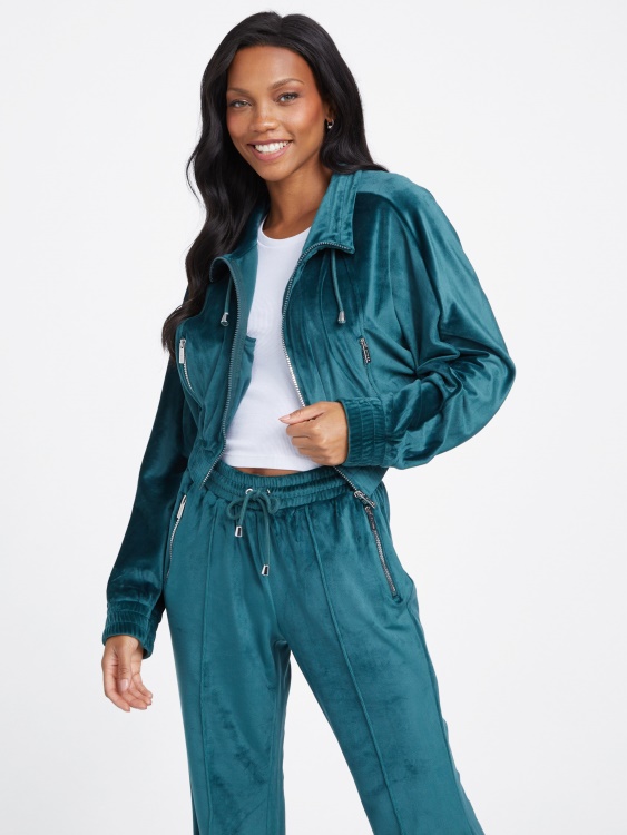 яке с цип от тъмен нефрит Guess Eco Uma велур