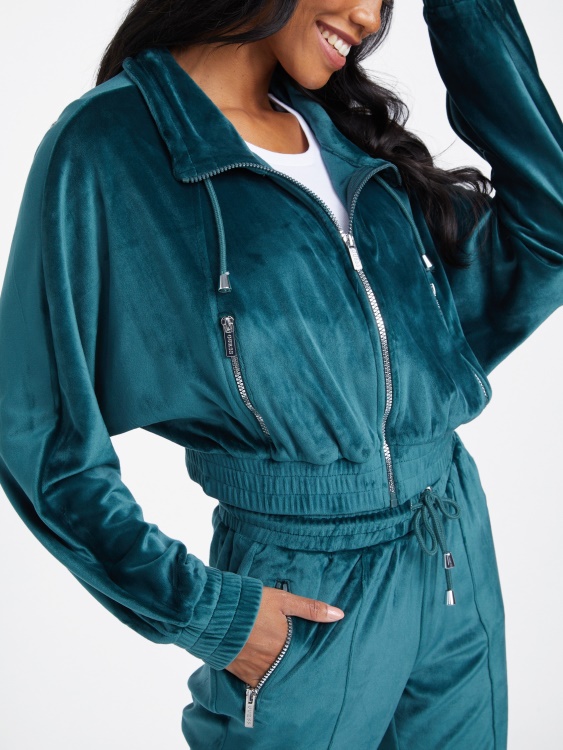 яке с цип от тъмен нефрит Guess Eco Uma велур
