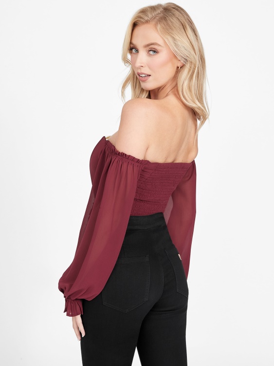 Sharlene Sheer Top Guess мистично вино