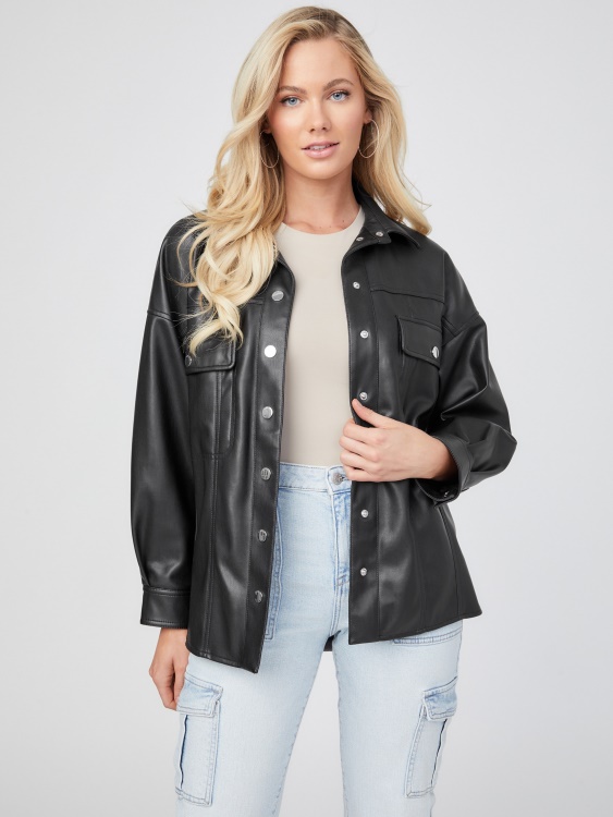 Java яке от изкуствена кожа Jet Black Guess