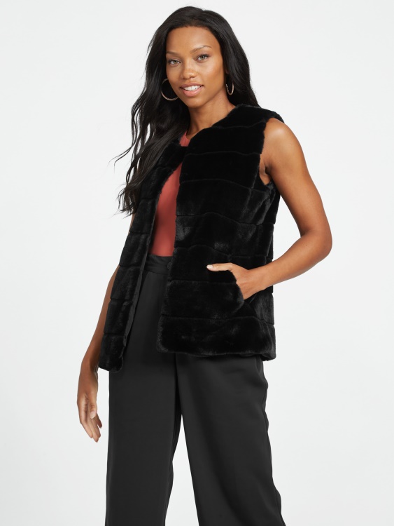 жилетка от изкуствена кожа Coretta Guess Jet Black