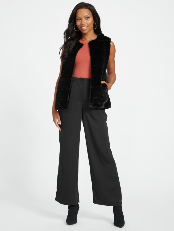 жилетка от изкуствена кожа Coretta Guess Jet Black