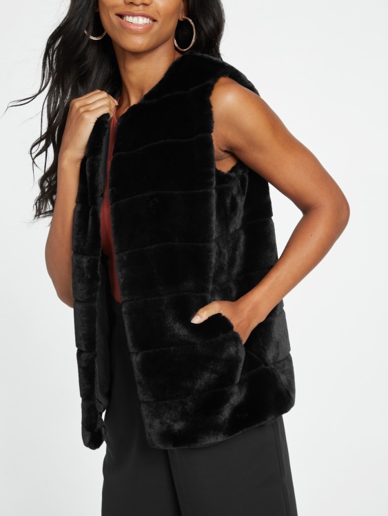 жилетка от изкуствена кожа Coretta Guess Jet Black