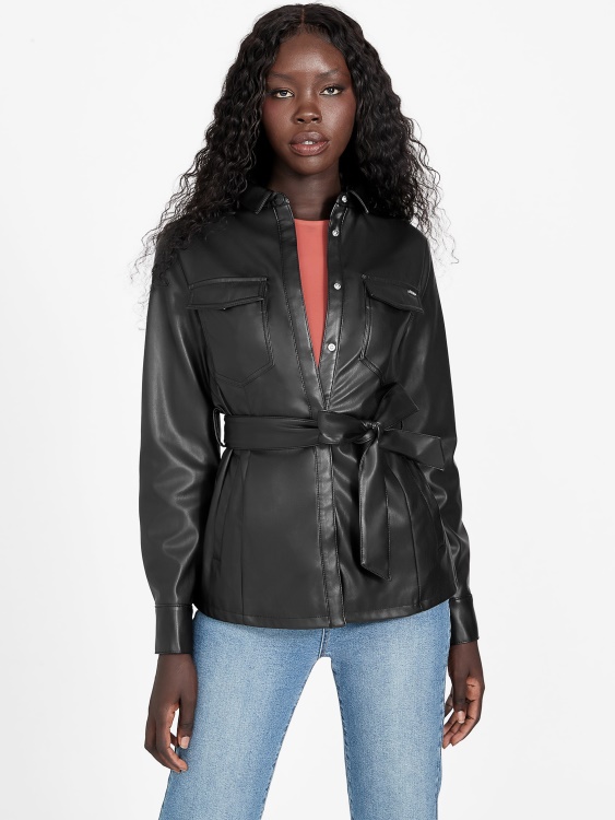 яке от изкуствена кожа на марката Guess Jet Black