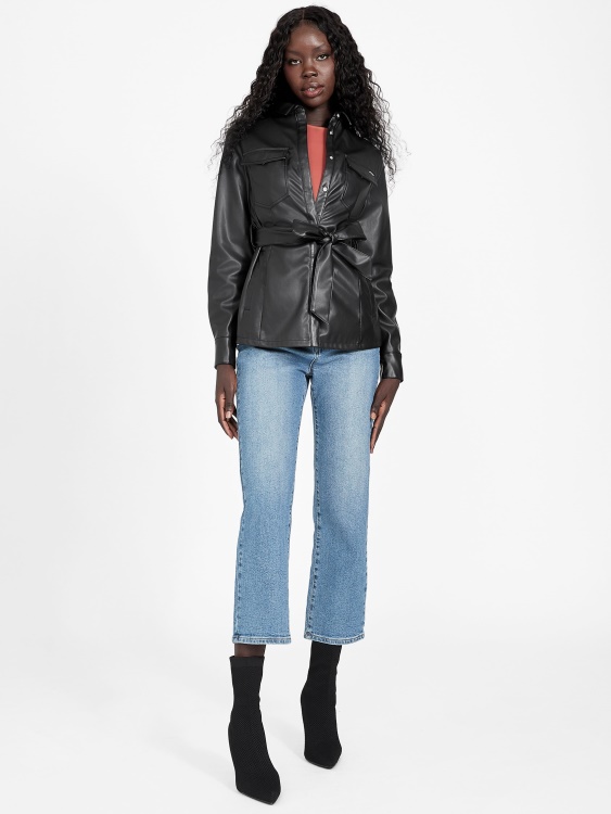 яке от изкуствена кожа на марката Guess Jet Black