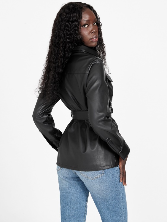 яке от изкуствена кожа на марката Guess Jet Black