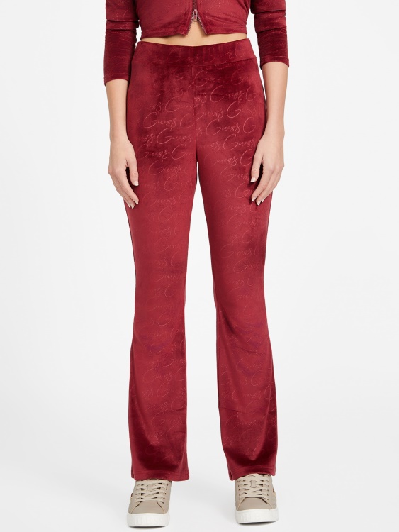 Eco Abia велурени кльощави панталони Guess Beet Juice Red