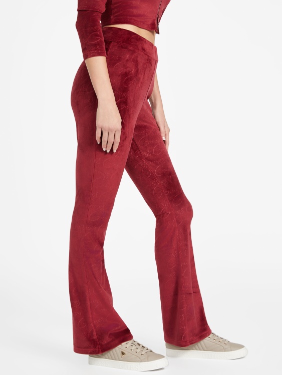 Eco Abia велурени кльощави панталони Guess Beet Juice Red